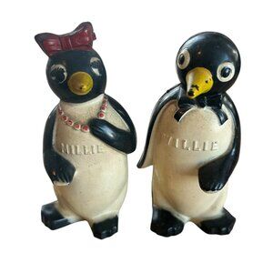 Vintage Millie & Willie Penguin MCM Kitschy Plastic Salt & Pepper Shakers